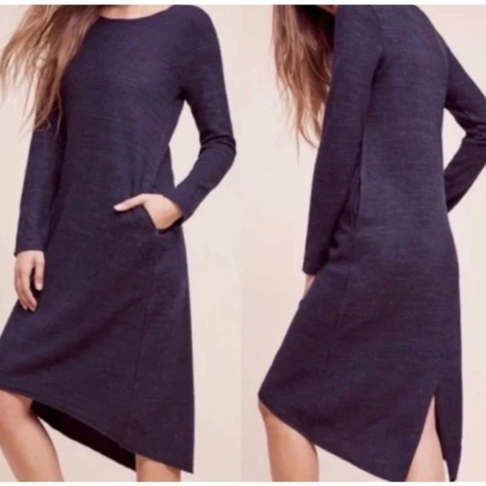 Anthropologie Moth Crossback Knit Dress S Navy Blue